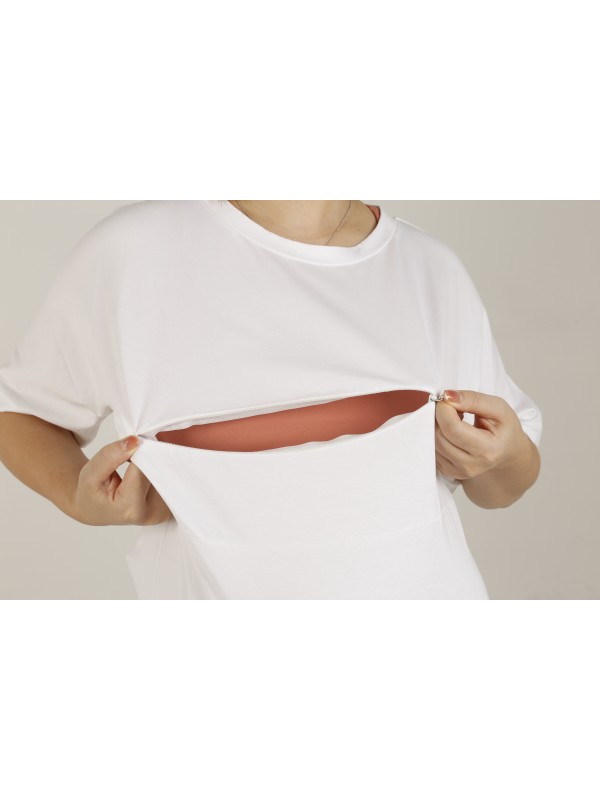MN-T01 Wholesale AU Size White Color Women Maternity Tops Short Sleeve T-Shirt Casual Comfortable Friendly Breastfeeding Shirts