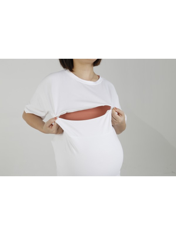 MN-T01 Wholesale AU Size White Color Women Maternity Tops Short Sleeve T-Shirt Casual Comfortable Friendly Breastfeeding Shirts