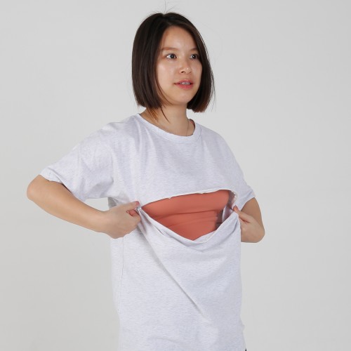 MN-T02 Ready To Send US Size Heather Color Women Breastfeeding Tee