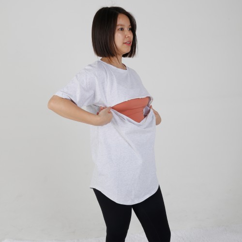 MN-T02 Ready To Send US Size Heather Color Women Breastfeeding Tee