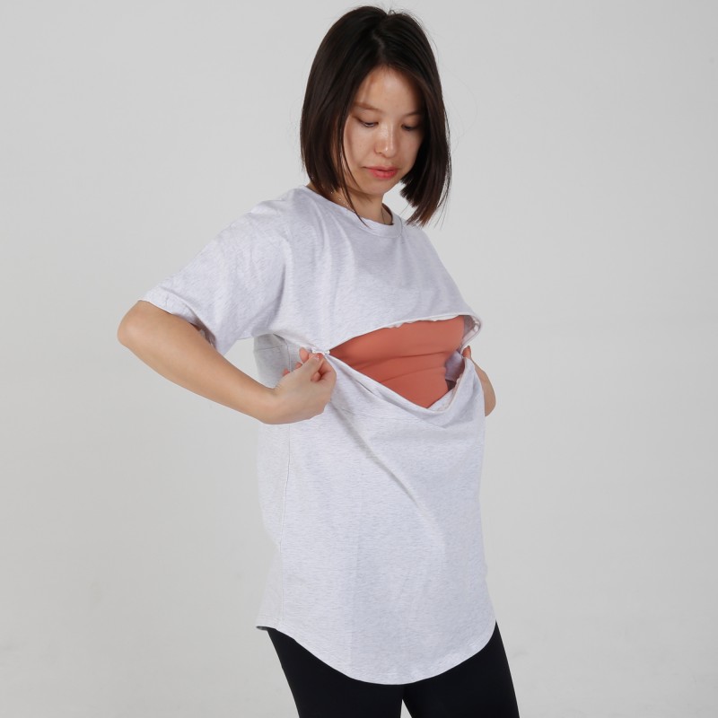 MN-T02 Ready To Send US Size Heather Color Women Breastfeeding Tee 