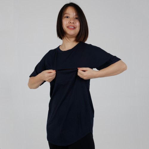 MN-T03 In Stock Maternity Clothes Black Color Super Breastfeeding Short Sleeve T-shirts