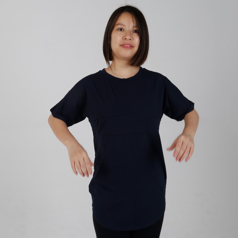 MN-T03 In Stock Maternity Clothes Black Color Super Breastfeeding Short Sleeve T-shirts 