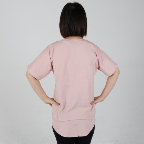 MN-T04 US Size Wholesale Maternity Clothes Pink Color Nursing Short Sleeve T-shirts