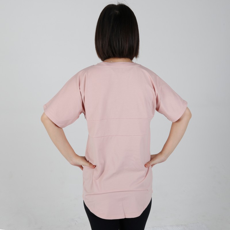 MN-T04 US Size Wholesale Maternity Clothes Pink Color Nursing Short Sleeve T-shirts 