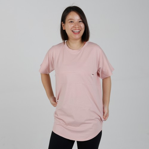 MN-T04 US Size Wholesale Maternity Clothes Pink Color Nursing Short Sleeve T-shirts 