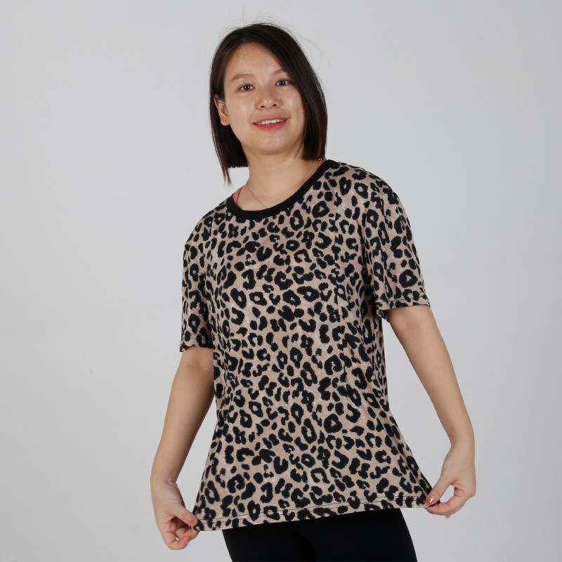 MN-T05 OEM ODM Matermity Apparel Leapard printing Short Sleeve Breastfeeding T-shirts 