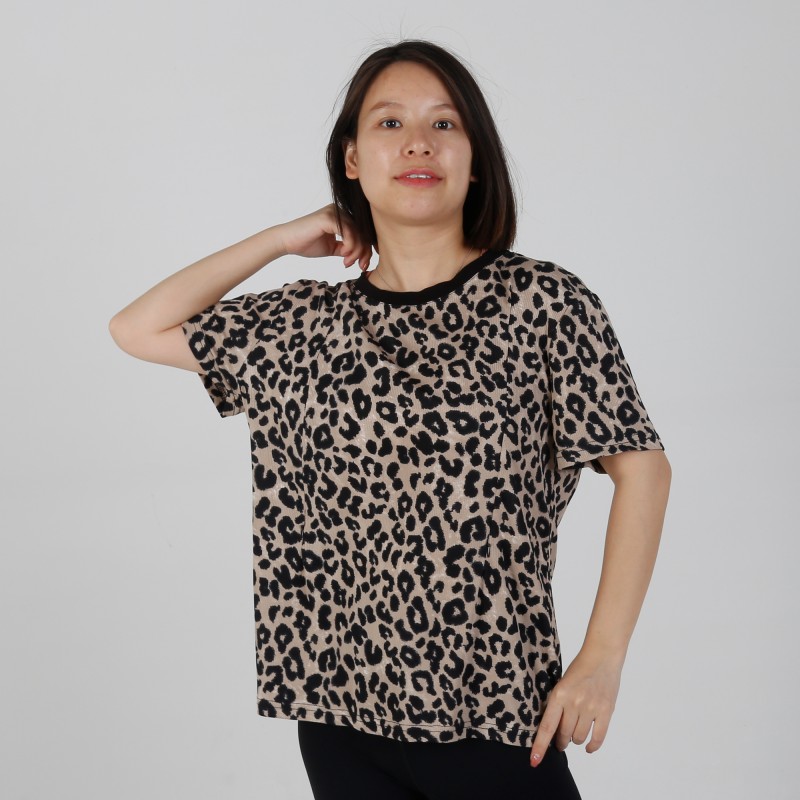 MN-T05 OEM ODM Matermity Apparel Leapard printing Short Sleeve Breastfeeding T-shirts 