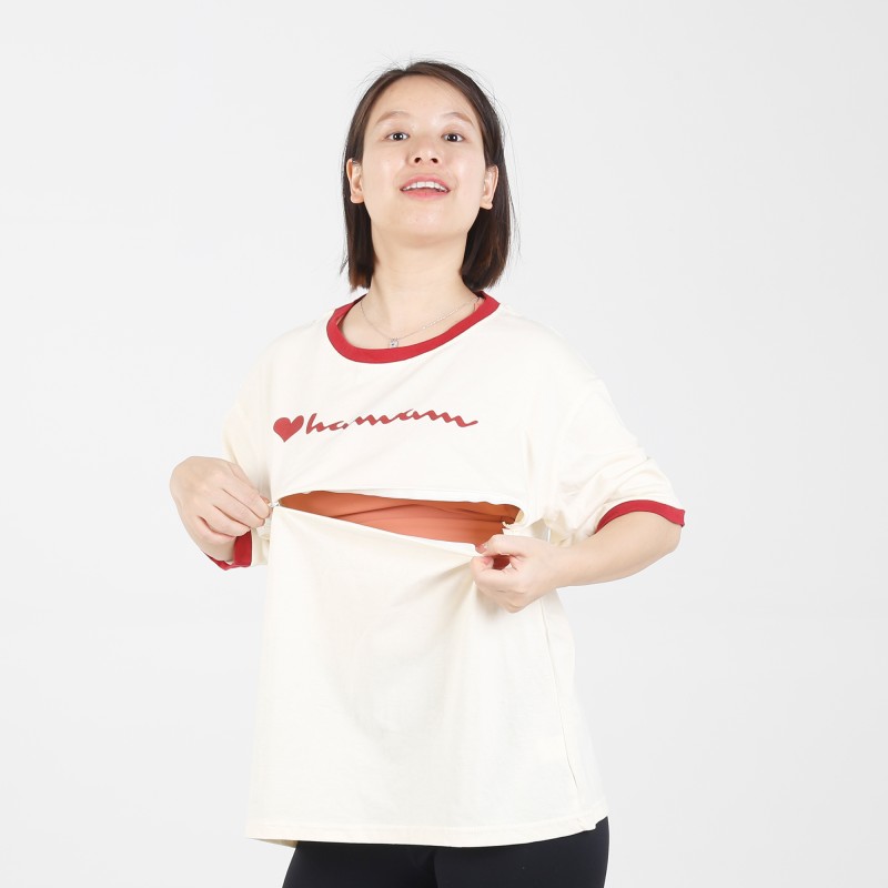 MN-T07 Custom Matermity&Nursing Tops with Mama Logo 