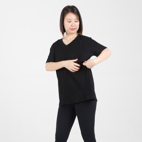 MN-T08 Waffle Fabric V-neck Matermity&Nursing Tops with Two way zip nursing easy Tee