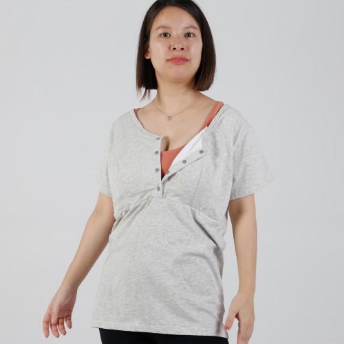 MN-T14 OEM Private Label Front Button Padded Breastfeeding Tee 