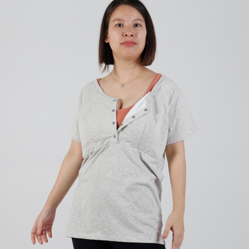 MN-T14 OEM Private Label Front Button Padded Breastfeeding Tee