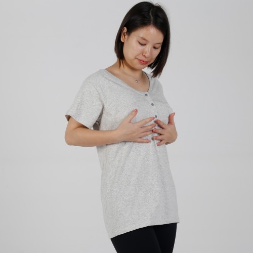 MN-T14 OEM Private Label Front Button Padded Breastfeeding Tee