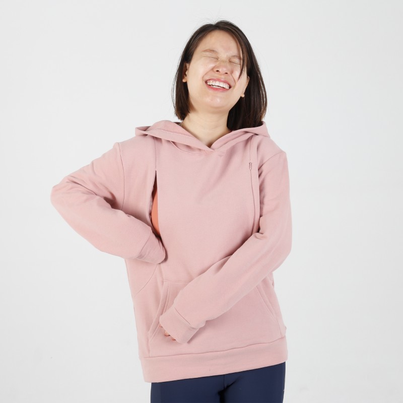 MN-N02 Customized design High Quality organic cotton Color contrast zip open Breastfeeding sweatshirt for bump mama