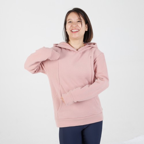 MN-N02 Customized design High Quality organic cotton Color contrast zip open Breastfeeding sweatshirt for bump mama