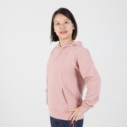 MN-N02 Customized design High Quality organic cotton Color contrast zip open Breastfeeding sweatshirt for bump mama