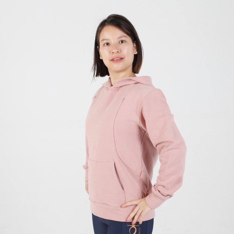 MN-N02 Customized design High Quality organic cotton Color contrast zip open Breastfeeding sweatshirt for bump mama 