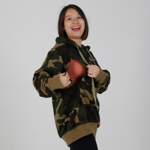 MN-N01 OEM Mama camouflage Maternity Hoodies Zip Access