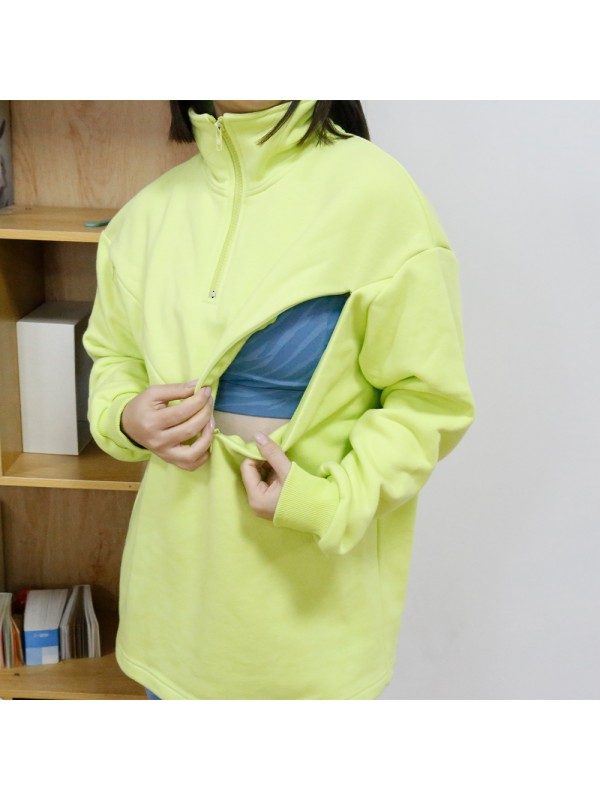 MN-N10 Stylish pregnant Sweater BreastFeeding Sweatshirts With Hidden V Zip Design For Bump