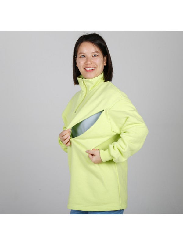 MN-N10 Stylish pregnant Sweater BreastFeeding Sweatshirts With Hidden V Zip Design For Bump
