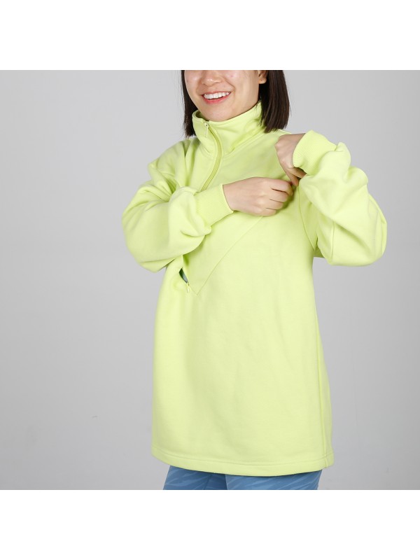 MN-N10 Stylish pregnant Sweater BreastFeeding Sweatshirts With Hidden V Zip Design For Bump