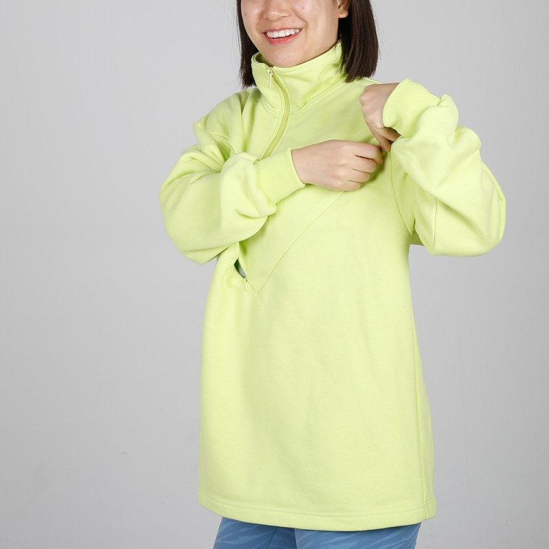 MN-N10 Stylish pregnant Sweater BreastFeeding Sweatshirts With Hidden V Zip Design For Bump 