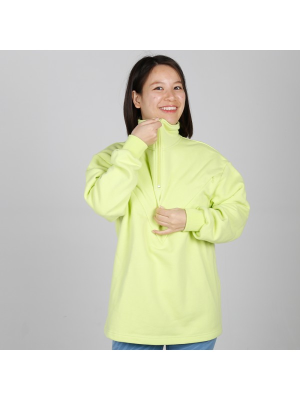 MN-N10 Stylish pregnant Sweater BreastFeeding Sweatshirts With Hidden V Zip Design For Bump