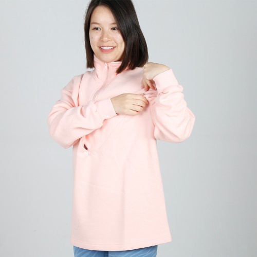 MN-N11 High Zip design Neck Sweater BreastFeeding Sweatshirts With Hidden V Zip Design For Bump