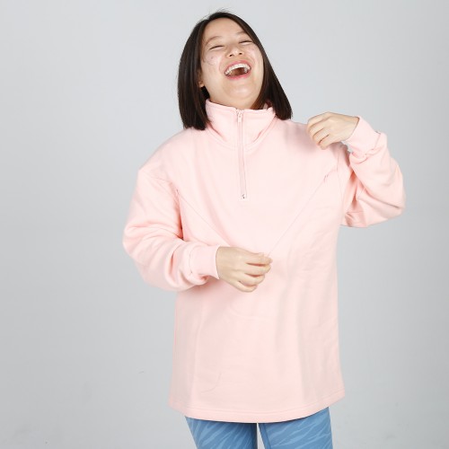 MN-N11 High Zip design Neck Sweater BreastFeeding Sweatshirts With Hidden V Zip Design For Bump