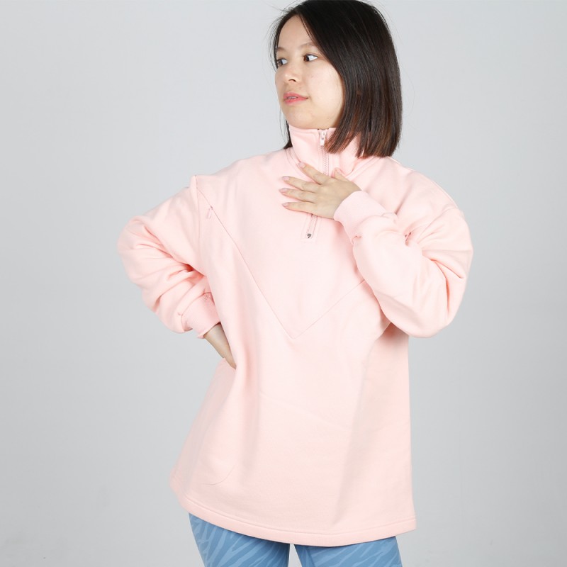 MN-N11 High Zip design Neck Sweater BreastFeeding Sweatshirts With Hidden V Zip Design For Bump 