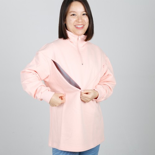 MN-N11 High Zip design Neck Sweater BreastFeeding Sweatshirts With Hidden V Zip Design For Bump