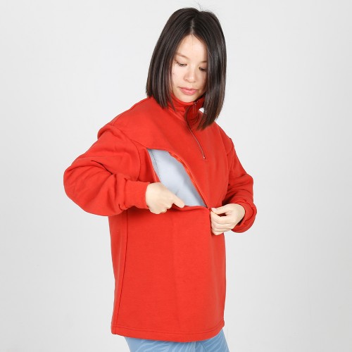 MN-N12 High Zip design Neck Sweater BreastFeeding Sweatshirts With Hidden V Zip Design For Bump