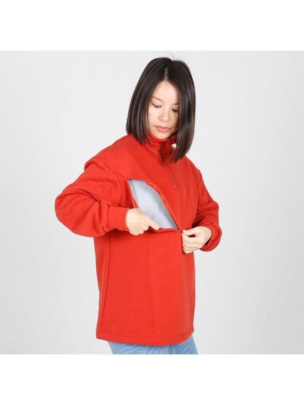 MN-N12 High Zip design Neck Sweater BreastFeeding Sweatshirts With Hidden V Zip Design For Bump