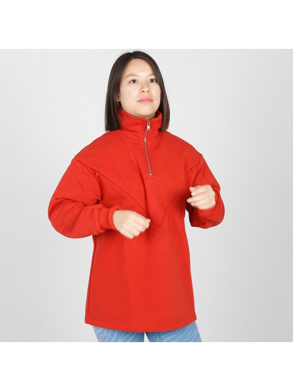 MN-N12 High Zip design Neck Sweater BreastFeeding Sweatshirts With Hidden V Zip Design For Bump