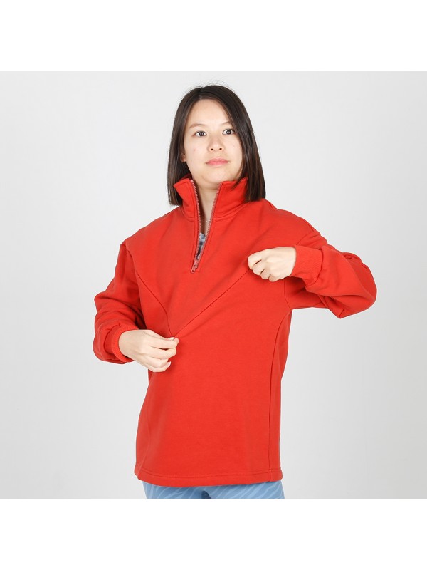 MN-N12 High Zip design Neck Sweater BreastFeeding Sweatshirts With Hidden V Zip Design For Bump