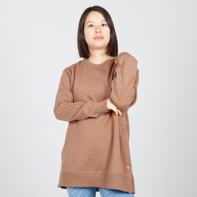 MN-N15 Maternity snap Side Sweater plain high quality corded crew sweatshirt women nursing tops 