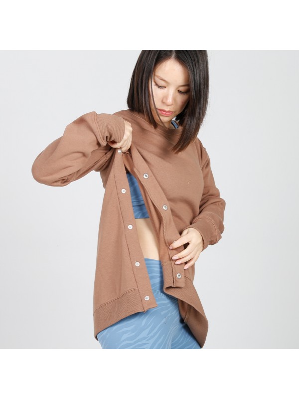 MN-N15 Maternity snap Side Sweater plain high quality corded crew sweatshirt women nursing tops