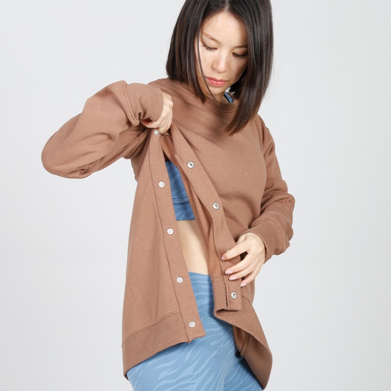 MN-N15 Maternity snap Side Sweater plain high quality corded crew sweatshirt women nursing tops