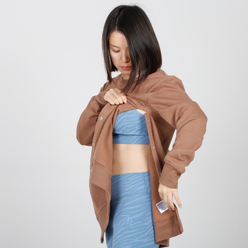 MN-N15 Maternity snap Side Sweater plain high quality corded crew sweatshirt women nursing tops