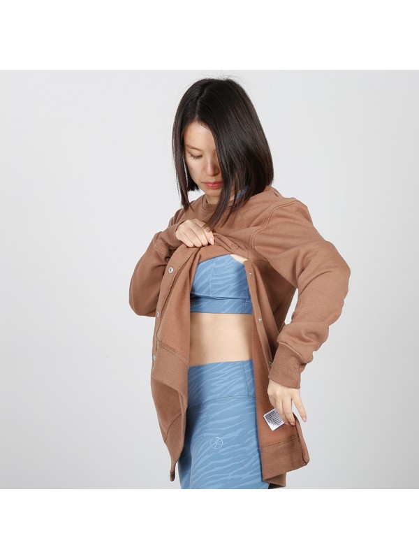 MN-N15 Maternity snap Side Sweater plain high quality corded crew sweatshirt women nursing tops