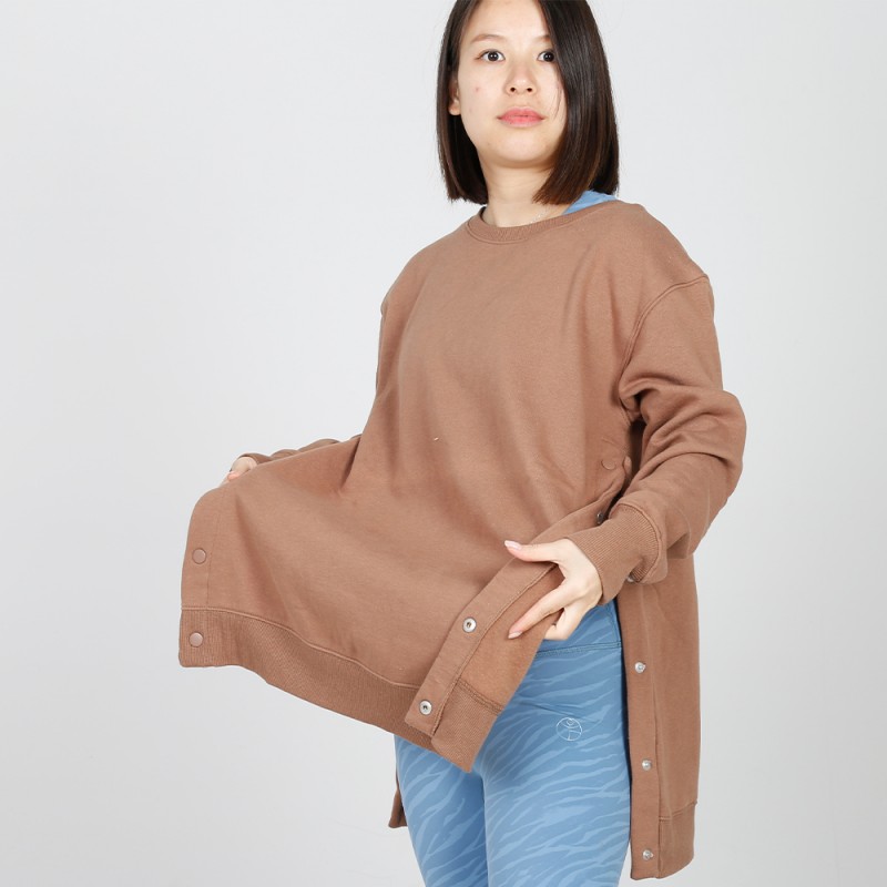 MN-N15 Maternity snap Side Sweater plain high quality corded crew sweatshirt women nursing tops 