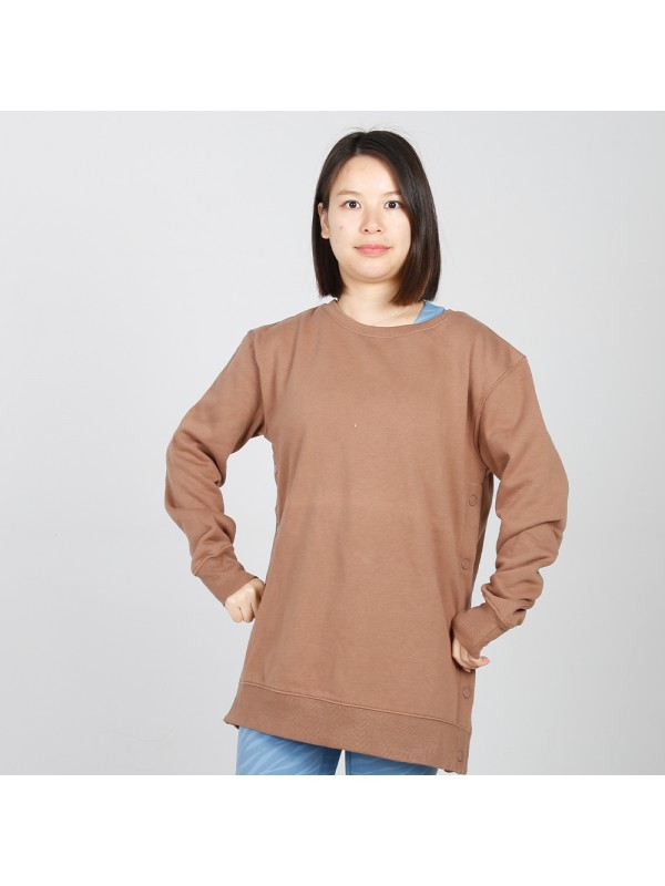 MN-N15 Maternity snap Side Sweater plain high quality corded crew sweatshirt women nursing tops