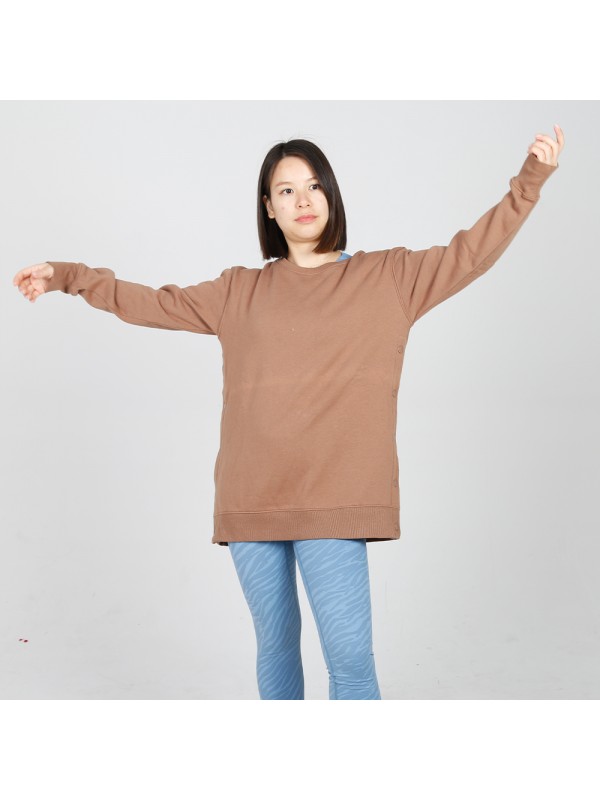 MN-N15 Maternity snap Side Sweater plain high quality corded crew sweatshirt women nursing tops