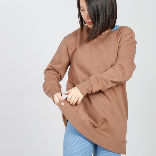 MN-N15 Maternity snap Side Sweater plain high quality corded crew sweatshirt women nursing tops