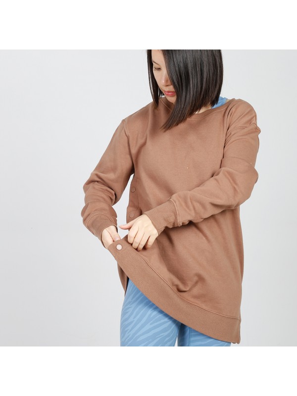 MN-N15 Maternity snap Side Sweater plain high quality corded crew sweatshirt women nursing tops