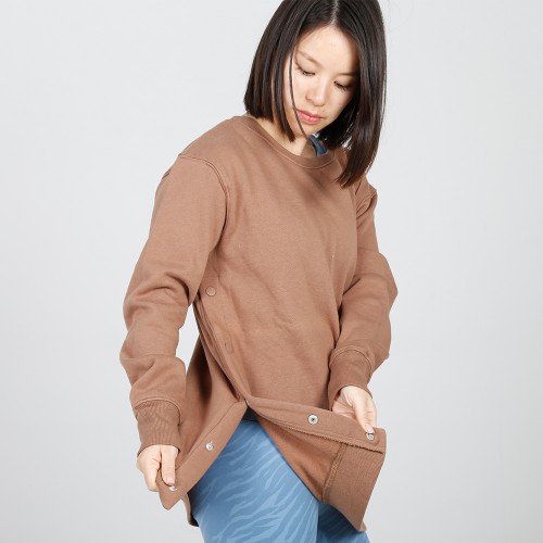 MN-N15 Maternity snap Side Sweater plain high quality corded crew sweatshirt women nursing tops