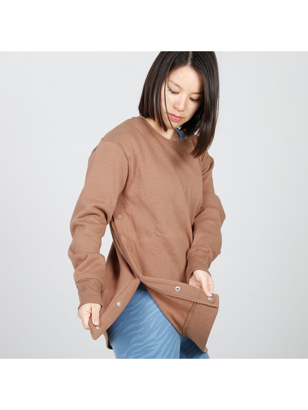 MN-N15 Maternity snap Side Sweater plain high quality corded crew sweatshirt women nursing tops