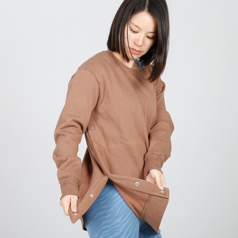 MN-N15 Maternity snap Side Sweater plain high quality corded crew sweatshirt women nursing tops 