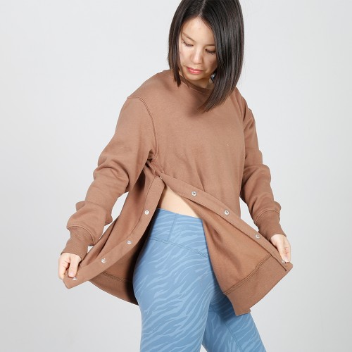 MN-N15 Maternity snap Side Sweater plain high quality corded crew sweatshirt women nursing tops