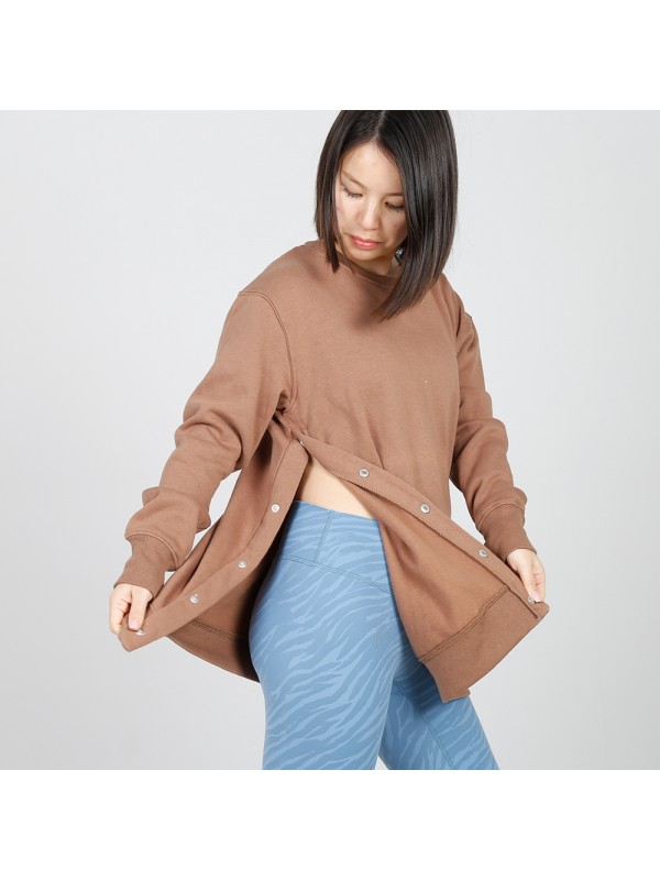 MN-N15 Maternity snap Side Sweater plain high quality corded crew sweatshirt women nursing tops